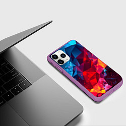 Чехол iPhone 11 Pro матовый Красные и синие минералы, цвет: 3D-фиолетовый — фото 2