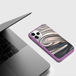 Чехол iPhone 11 Pro матовый Расплавленный металл, цвет: 3D-фиолетовый — фото 2