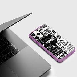 Чехол iPhone 11 Pro матовый Nasa логотипы игр, цвет: 3D-фиолетовый — фото 2