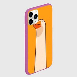 Чехол iPhone 11 Pro матовый Гусь смотрит, цвет: 3D-фиолетовый — фото 2