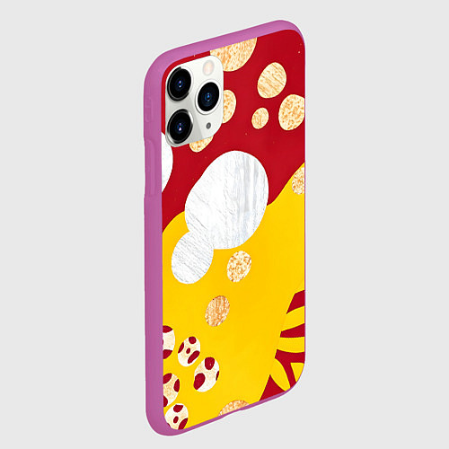 Чехол iPhone 11 Pro матовый Анималистичный паттерн / 3D-Фиолетовый – фото 2