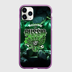 Чехол iPhone 11 Pro матовый Russia - зеленые кристаллы, цвет: 3D-фиолетовый