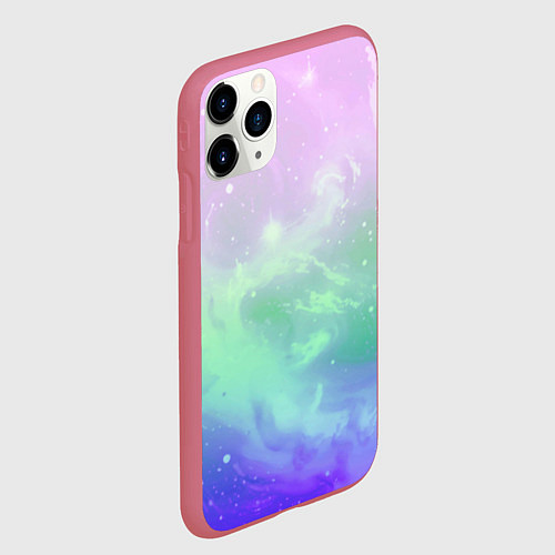 Чехол iPhone 11 Pro матовый Космический бледный розово-синий / 3D-Малиновый – фото 2