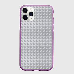 Чехол iPhone 11 Pro матовый Пазл серый паттерн, цвет: 3D-фиолетовый