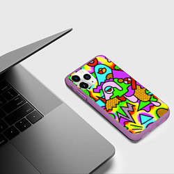 Чехол iPhone 11 Pro матовый Абстрактный цветной паттерн, цвет: 3D-фиолетовый — фото 2