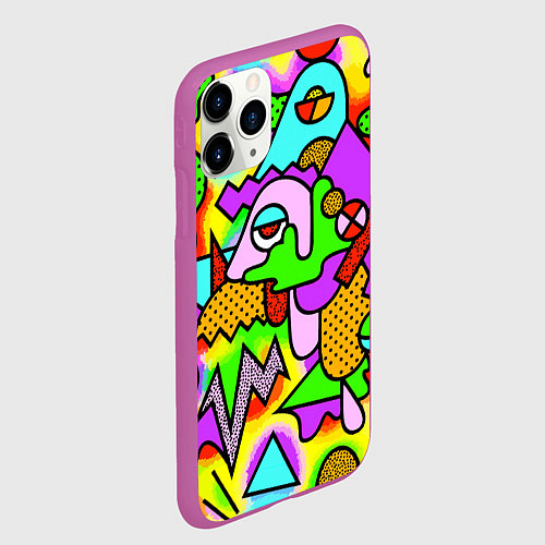 Чехол iPhone 11 Pro матовый Абстрактный цветной паттерн / 3D-Фиолетовый – фото 2