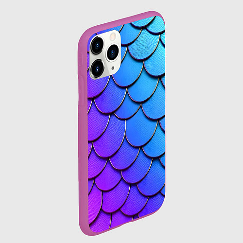 Чехол iPhone 11 Pro матовый Градиент на чешуе / 3D-Фиолетовый – фото 2