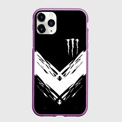 Чехол iPhone 11 Pro матовый Monster energy белые полосы, цвет: 3D-фиолетовый