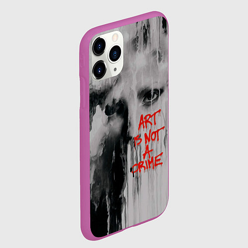 Чехол iPhone 11 Pro матовый Исскуство не преступление / 3D-Фиолетовый – фото 2