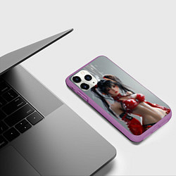 Чехол iPhone 11 Pro матовый Азиатская девушка в красном латексе, цвет: 3D-фиолетовый — фото 2