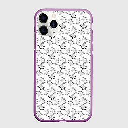 Чехол iPhone 11 Pro матовый Черно белый ягодный узор ретро