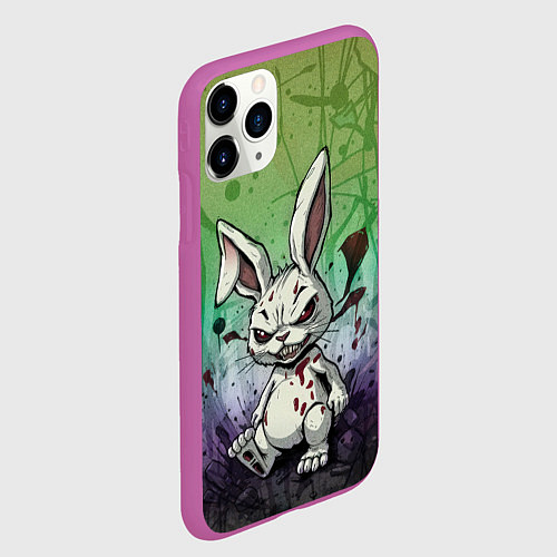 Чехол iPhone 11 Pro матовый Безумный кролик хулиган / 3D-Фиолетовый – фото 2