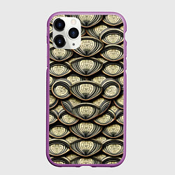 Чехол iPhone 11 Pro матовый Объемный египетский паттерн, цвет: 3D-фиолетовый