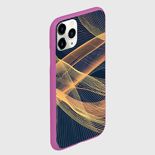 Чехол iPhone 11 Pro матовый Световые волны / 3D-Фиолетовый – фото 2
