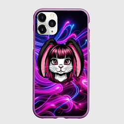 Чехол iPhone 11 Pro матовый Эмо зайка, цвет: 3D-фиолетовый
