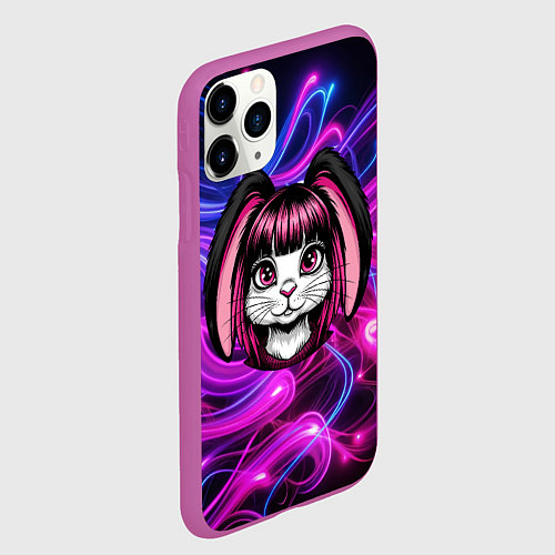 Чехол iPhone 11 Pro матовый Эмо зайка / 3D-Фиолетовый – фото 2