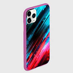 Чехол iPhone 11 Pro матовый Синяя и красная краска на черном, цвет: 3D-фиолетовый — фото 2