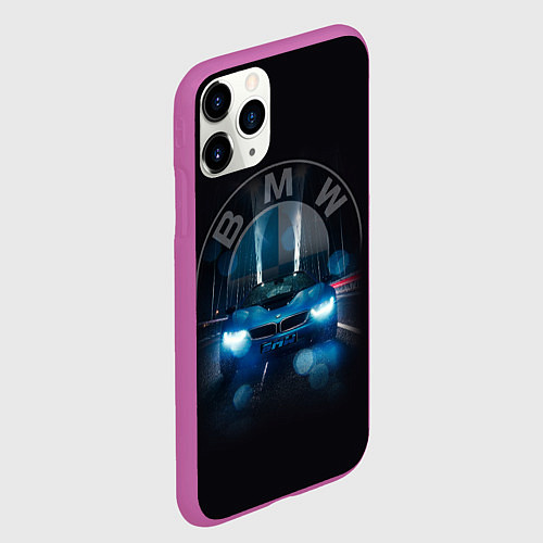 Чехол iPhone 11 Pro матовый BMW на мосту / 3D-Фиолетовый – фото 2