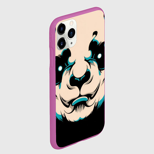 Чехол iPhone 11 Pro матовый Взгляд панды / 3D-Фиолетовый – фото 2