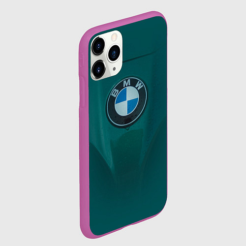 Чехол iPhone 11 Pro матовый Логотип BMW на зелёном фоне / 3D-Фиолетовый – фото 2