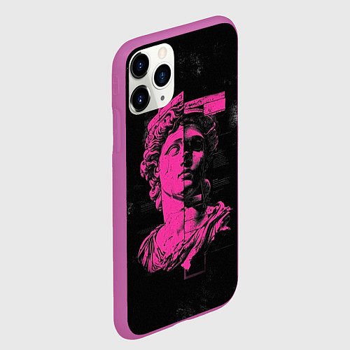 Чехол iPhone 11 Pro матовый Скульптура гранж арт / 3D-Фиолетовый – фото 2