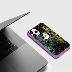 Чехол iPhone 11 Pro матовый Anaheim Ducks NHL black, цвет: 3D-фиолетовый — фото 2