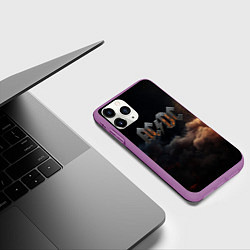 Чехол iPhone 11 Pro матовый ACDC металлический лого, цвет: 3D-фиолетовый — фото 2