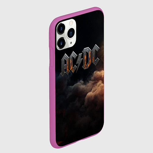 Чехол iPhone 11 Pro матовый ACDC металлический лого / 3D-Фиолетовый – фото 2