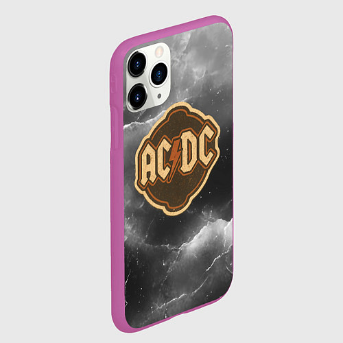 Чехол iPhone 11 Pro матовый ACDC ретро логотип / 3D-Фиолетовый – фото 2