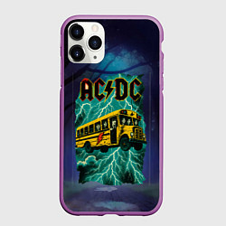 Чехол iPhone 11 Pro матовый Летающий автобус с ACDC, цвет: 3D-фиолетовый