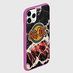 Чехол iPhone 11 Pro матовый ACDC ретро лого, цвет: 3D-фиолетовый — фото 2