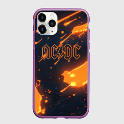 Чехол iPhone 11 Pro матовый ACDC оранжевый логотип, цвет: 3D-фиолетовый