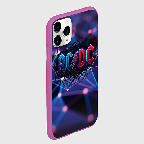 Чехол iPhone 11 Pro матовый ACDC лого в градиенте / 3D-Фиолетовый – фото 2