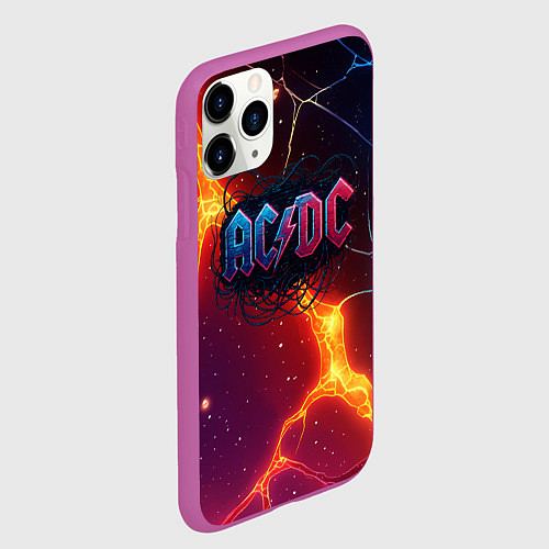 Чехол iPhone 11 Pro матовый ACDC логотип в градиенте / 3D-Фиолетовый – фото 2