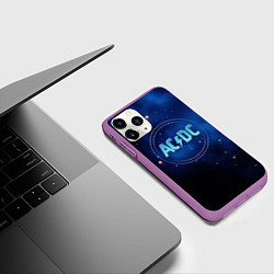 Чехол iPhone 11 Pro матовый ACDC логотип на синем фоне, цвет: 3D-фиолетовый — фото 2