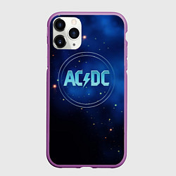 Чехол iPhone 11 Pro матовый ACDC логотип на синем фоне, цвет: 3D-фиолетовый