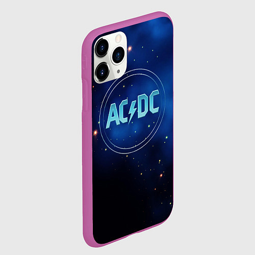 Чехол iPhone 11 Pro матовый ACDC логотип на синем фоне / 3D-Фиолетовый – фото 2
