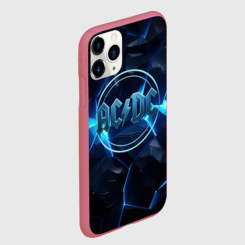 Чехол iPhone 11 Pro матовый ACDC ледяная текстура / 3D-Малиновый – фото 2