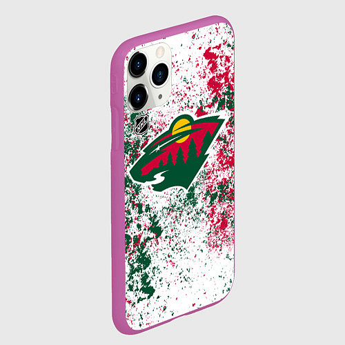 Чехол iPhone 11 Pro матовый Minnesota Wild NHL white / 3D-Фиолетовый – фото 2