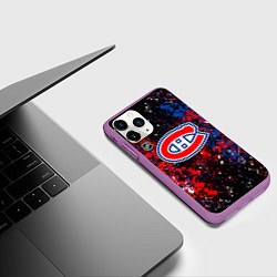 Чехол iPhone 11 Pro матовый Montreal Canadiens NHL black, цвет: 3D-фиолетовый — фото 2