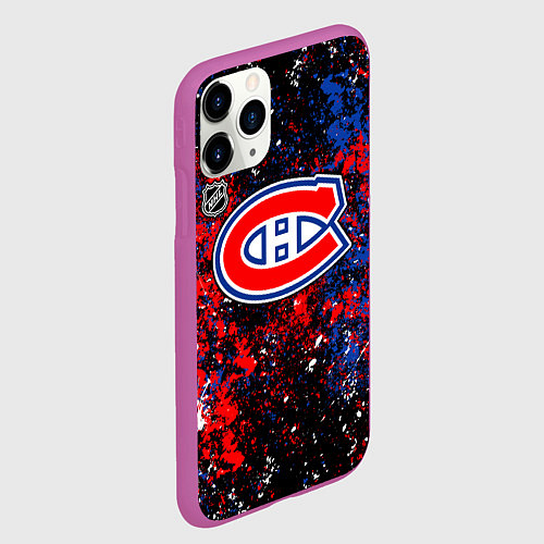 Чехол iPhone 11 Pro матовый Montreal Canadiens NHL black / 3D-Фиолетовый – фото 2