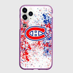 Чехол iPhone 11 Pro матовый Montreal Canadiens NHL white, цвет: 3D-фиолетовый