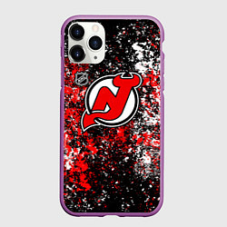 Чехол iPhone 11 Pro матовый New Jersey Devils NHL black, цвет: 3D-фиолетовый