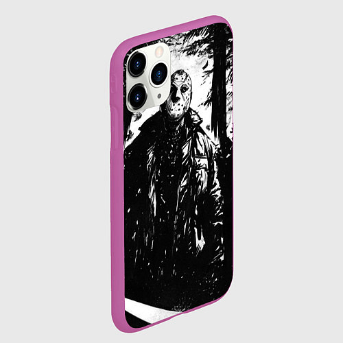 Чехол iPhone 11 Pro матовый Джейсон в лесу / 3D-Фиолетовый – фото 2