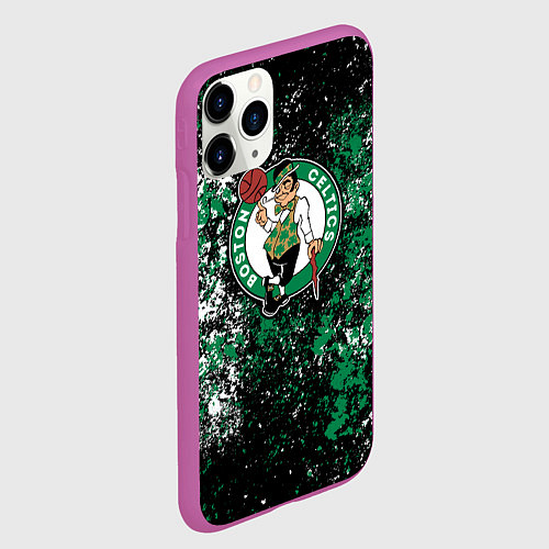 Чехол iPhone 11 Pro матовый Boston Celtics basketball / 3D-Фиолетовый – фото 2
