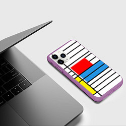Чехол iPhone 11 Pro матовый В стиле мондриана, цвет: 3D-фиолетовый — фото 2