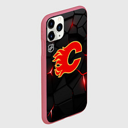 Чехол iPhone 11 Pro матовый Калгари Флэймз - НХЛ хоккей, цвет: 3D-малиновый — фото 2