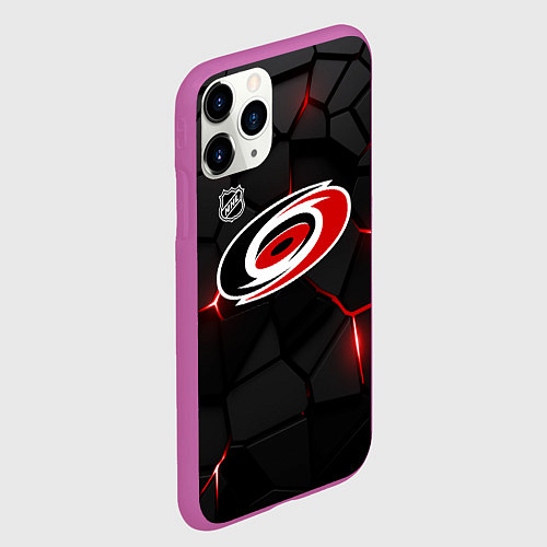 Чехол iPhone 11 Pro матовый Каролина Харрикейнз - НХЛ хоккей / 3D-Фиолетовый – фото 2