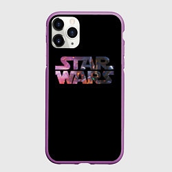 Чехол iPhone 11 Pro матовый Звёздные войны надпись искры, цвет: 3D-фиолетовый