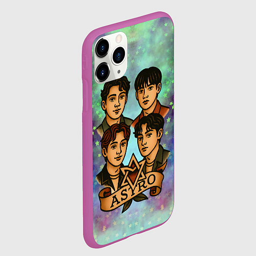 Чехол iPhone 11 Pro матовый Astro в стиле татуировки / 3D-Фиолетовый – фото 2